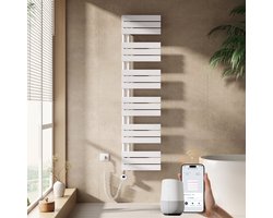 EMKE Elektrische Handdoekradiator - Slimme Bediening - APP Week Timer - 160x40cm - 800W - Glans Wit