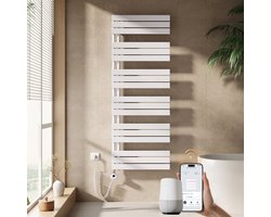 EMKE Elektrische Handdoekradiator - Slimme Bediening - APP Week Timer - 160x60cm - 1000W - Glans Wit