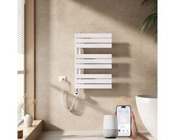 EMKE Elektrische Handdoekradiator - Slimme Bediening - APP Week Timer - 76x50cm - 400W - Glans Wit
