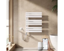 EMKE Elektrische Handdoekradiator - Slimme Bediening - APP Week Timer - 76x60cm - 400W - Glans Wit