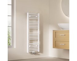 EMKE Handdoekradiator - 100x40 cm - 356 W - Glans Wit - CV Badkamer Radiator - Midden/ Zij- Aansluiting