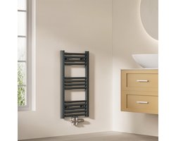 EMKE Handdoekradiator - 75x40 cm - 244 W - Mat Antraciet - CV Badkamer Radiator - Midden/ Zij- Aansluiting