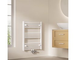 EMKE Handdoekradiator - 75x60 cm - 337 W - Glans Wit - CV Badkamer Radiator - Midden/ Zij- Aansluiting