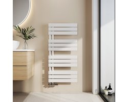 EMKE Handdoekradiator - Plat Design - Glanzend Wit - 104x50 cm - 529W - Badkamer Verwarming - CV Radiator