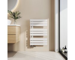 EMKE Handdoekradiator - Plat Design - Glanzend Wit - 76x50 cm - 397W - Badkamer Verwarming - CV Radiator
