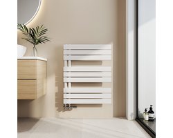 EMKE Handdoekradiator - Plat Design - Glanzend Wit - 76x60 cm - 479W - Badkamer Verwarming - CV Radiator