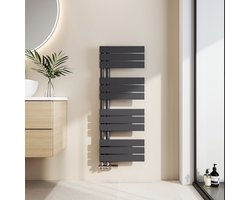 EMKE Handdoekradiator - Plat Design - Mat Antraciet - 104x40 cm - 456W - Badkamer Verwarming - CV Radiator