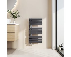 EMKE Handdoekradiator - Plat Design - Mat Antraciet - 76x40 cm - 342W - Badkamer Verwarming - CV Radiator