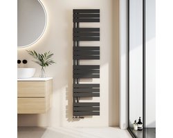 EMKE Handdoekradiator - Plat Design - Mat Zwart - 160x40 cm - 684W - Badkamer Verwarming - CV Radiator