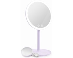 EMKE Make-Up Spiegel - Dimbaar en 3 Lichtkleuren - 3X Vergrotings - 90° Verticaal Draaibaar - USB Oplaad