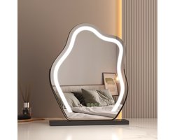 EMKE Make Up Spiegel met Verlichting - 360° Draaibaar - 3 Lichtstanden - Touch & Dimbaar - Organische Vorm