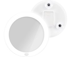 EMKE Makeup Spiegel - 5x Vergroting - met Zuignap en Verlichting - Wit - 16.5cm - Scheerspiegel - Make-Up