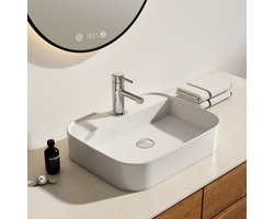 EMKE Opzetwastafel - Keramiek - Glans Wit - 50x40x11 cm - Badkamer Wasbak