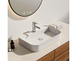 EMKE Opzetwastafel - Keramiek - Glans Wit - 60x40x11 cm - Badkamer Wasbak