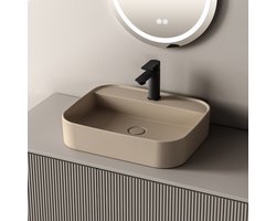 EMKE Opzetwastafel - Keramiek - Mat Beige - 50x40x11 cm - Badkamer Wasbak