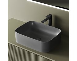 EMKE Opzetwastafel - Keramiek - Mat Grijs - 50.5x38x15 cm - Badkamer Wasbak
