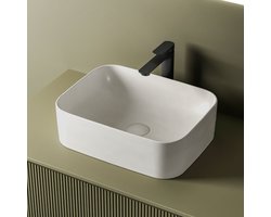 EMKE Opzetwastafel - Keramiek - Mat Wit - 50.5x38x15 cm - Badkamer Wasbak