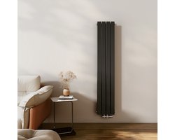 EMKE Radiator - Dubbel-Laags Plat - Mat Zwart - 160x30 cm - 889 W - Kolomradiator Vertical - Verwarming voor Alle Ruimtes