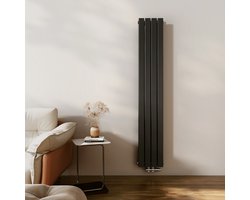 EMKE Radiator - Dubbel-Laags Plat - Mat Zwart - 180x30 cm - 911 W - Kolomradiator Vertical - Verwarming voor Alle Ruimtes