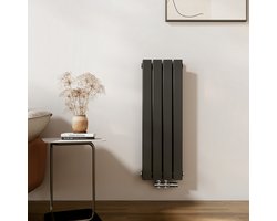 EMKE Radiator - Dubbel-Laags Plat - Mat Zwart - 90x30 cm - 446 W - Kolomradiator Vertical - Verwarming voor Alle Ruimtes