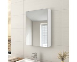 EMKE Spiegelkast - Aluminium - Wit - 65x50 cm - 1 Deur - Soft Close - Extra Spiegels Binnen - Glasplanken