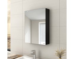 EMKE Spiegelkast - Aluminium - Zwart - 65x50 cm - 1 Deur - Soft Close - Badkamerkast met Spiegel