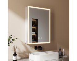 EMKE Spiegelkast met Verlichting - Anti Condens - met Stopcontact - 50x70 cm - Aluminium - Badkamerkast