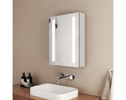 EMKE Spiegelkast met Verlichting - Anti Condens - met Stopcontact & USB - 40x60 cm - Aluminium - Badkamerkast