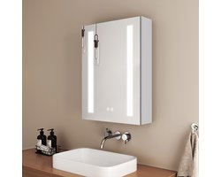 EMKE Spiegelkast met Verlichting - Anti Condens - met Stopcontact & USB - 50x70 cm - Aluminium - Badkamerkast