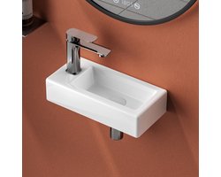 EMKE Toiletfontein - Wandmontage - Keramiek Toilet Wasbak - Glans Wit - 36.5x18x9 cm - Kraangat Links