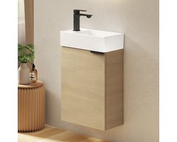 EMKE Toiletmeubel met Wasbak - Wc Kastje - Softclose - Fonteinmeubel - Verstelbare Planken - 42x24x65 cm