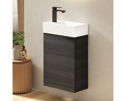 EMKE Toiletmeubel met Wasbak - Wc Kastje - Softclose - Fonteinmeubel - Verstelbare Planken - 42x24x65 cm