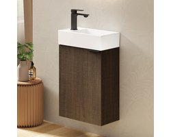 EMKE Toiletmeubel met Wasbak - Wc Kastje - Softclose - Fonteinmeubel - Verstelbare Planken - 42x24x65 cm