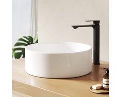 EMKE Waskom - Keramiek - Compact - Ø35 x 11 cm - Opbouw - Wastafel - Wasbak - Glans Wit