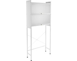 EML STORE Wasmachine meubel - Organisatorplank met 3 Niveaus - Wasmachine kast - In hoogte Verstelbare Poten - Wasdroger kast - Wit
