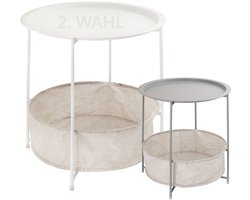 Emma | bijzettafel | wit | metaal | Ø 47 H 51 cm | bijzettafel | bijzettafel buiten | bijzettafel industrieel | salontafel | klein bijzettafeltje | Wood Selections