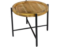 Emma | bijzettafel | zwart | metaal en mango-althout | ø46xH45cm | bijzettafel | bijzettafel buiten | bijzettafel industrieel | salontafel | klein bijzettafeltje | Wood Selections