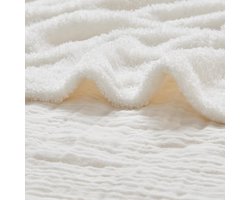 EMME Geweven Muslin Deken Katoen & Fleece Bankdeken Bedsprei, 150x200, Zachte Deken voor Bank Zachte Lichtgewicht Ademende Deken, Crème