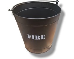Emmer- metaal- decoratief- zwart- vuurbestedig tot 300°C - Ø 29 x H29 cm - tekst ''fire''- 1 stuk