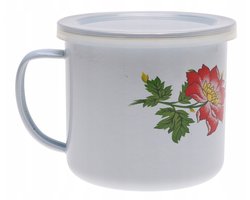 Emmeren Mok met Deksel - Staal 14cm 1.5L