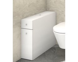 EMOB - Almaren Badkamer- en Toiletmeubel | 2 Laden | 100% Melaminegecoat | 60 x 19 x 55 cm | Bevestigbaar aan de muur | Wit - Emob - Toiletmeubels - Wit - Melamine - Toiletmeubels - Op voorraad