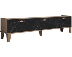 EMOB - Almaren TV-meubel | 100% Melamine | 18mm Dik | 178cm Breedte | Eiken Marmer - Emob - Woonkamerkasten - Zwart - Melamine - Woonkamerkasten - Op voorraad