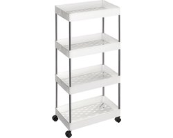 EMOB - Badkamerrek Barkley | 40 x 22 x 86 cm | Wit - Songmics - Smalle kasten - Wit - PVC; Metaal - Smalle kasten - Op voorraad
