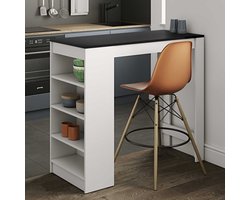 EMOB - Bartafel Aravis 115x50 met opbergruimte - wit/zwart - Temahome - Bartafels - Wit; Zwart - Spaanplaat - Bartafels - Op voorraad