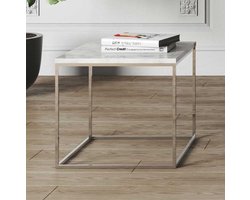EMOB - Bijzettafel Gleam 50x50 - wit marmer/chroom - Temahome - Marmeren bijzettafels - Wit; Zilver - Marmer; Staal - Marmeren bijzettafels - Op voorraad