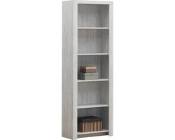 EMOB - Boekenkast Elvira | 70 x 35,5 x 210 cm | White Oak-design - Emob - Hoge kasten - Grijs - Spaanplaat - Hoge kasten - Op voorraad