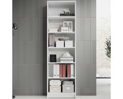 EMOB - Boekenkast Viviane 60x202cm - wit - Emob - Hoge kasten - Wit - Spaanplaat - Hoge kasten - Op voorraad