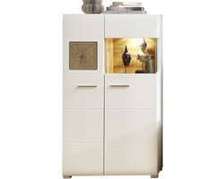 EMOB - Buffetkast Felice 2 deuren - wit - Emob - Woonkamerkasten - Wit - MDF; Glas - Woonkamerkasten - Op voorraad