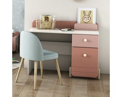 EMOB - Bureau Janne 1 draaideur en 1 lade-mat roze/mat wit - CBA - Kantoor - Roze - Melamine; Kunststof; MDF; Spaanplaat - Kantoor - Op voorraad