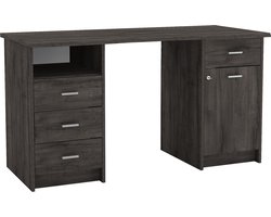 EMOB - Bureau Moniek-Waterford eik - CBA - Kantoor - Zwart - Melamine; Spaanplaat - Kantoor - Op voorraad